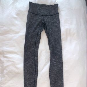 Lulu Lemon Tight Size 4 Wunder Under Low Rise Luon Variegated Knit Black Heather
